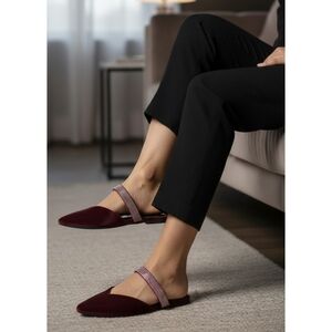 A New Day Maxine Burgundy rhinestone Slip on Mules Size 6